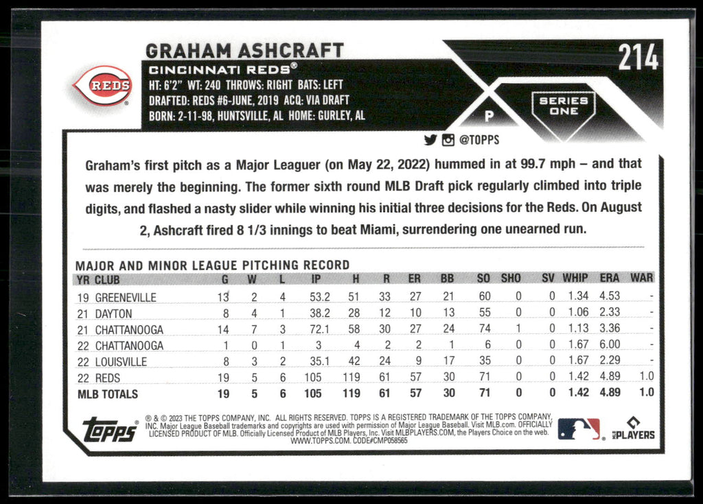 2023 Topps #214 Graham Ashcraft