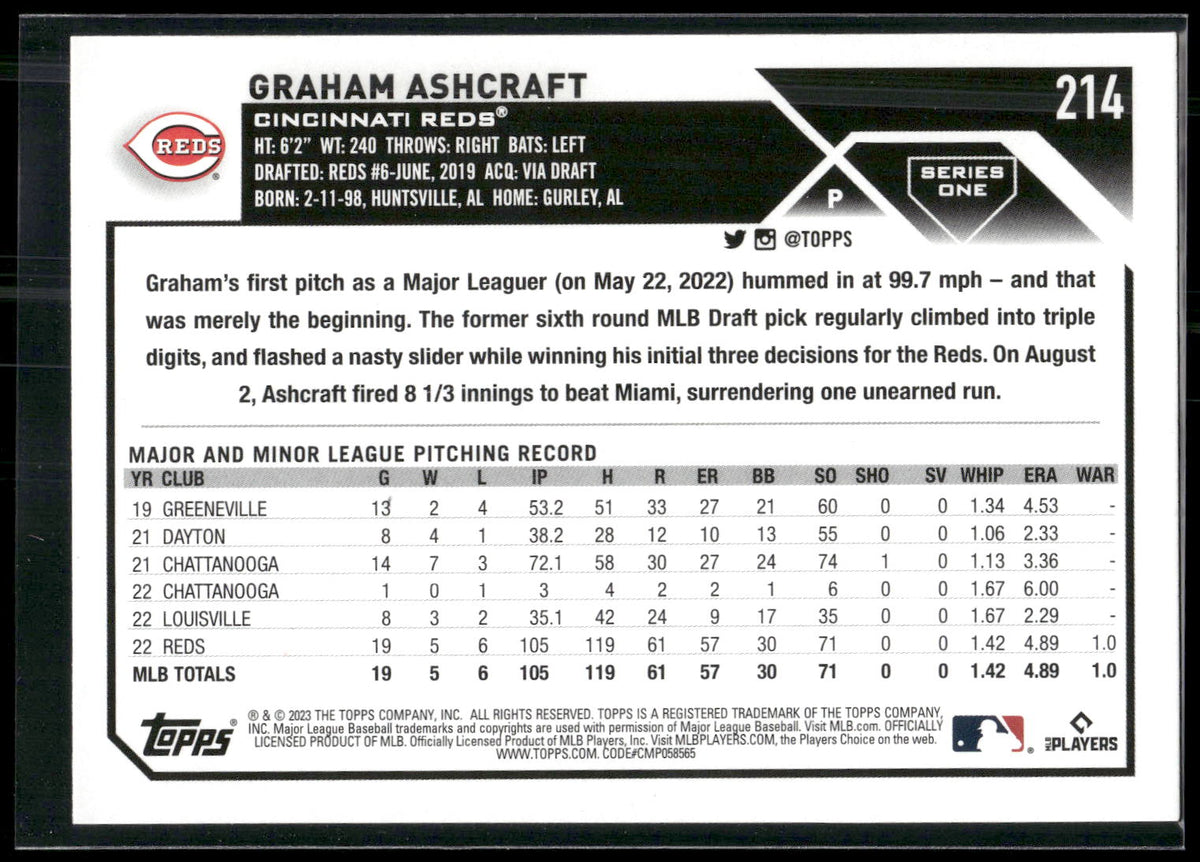 2023 Topps #214 Graham Ashcraft