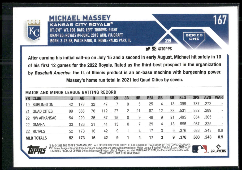 2023 Topps #167 Michael Massey