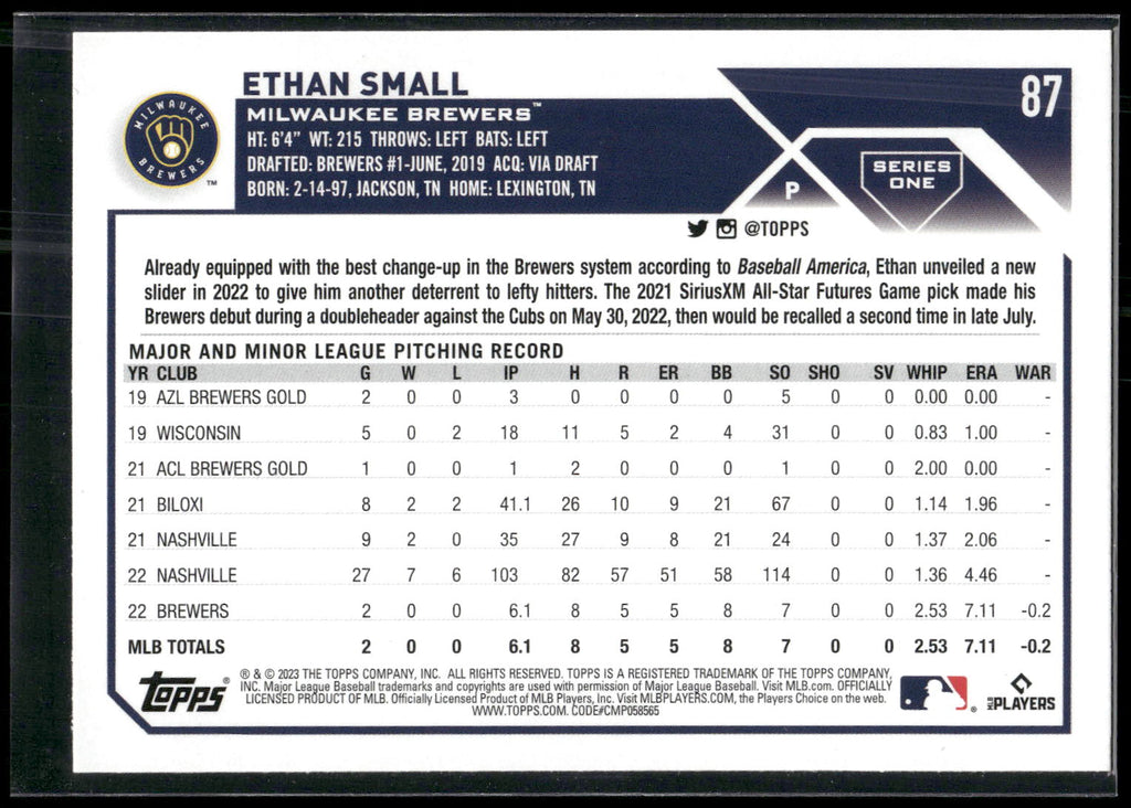2023 Topps #87 Ethan Small