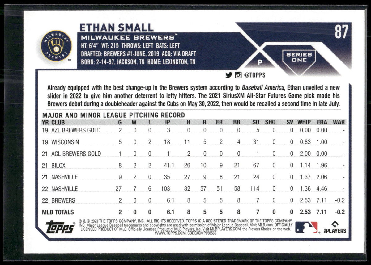 2023 Topps #87 Ethan Small
