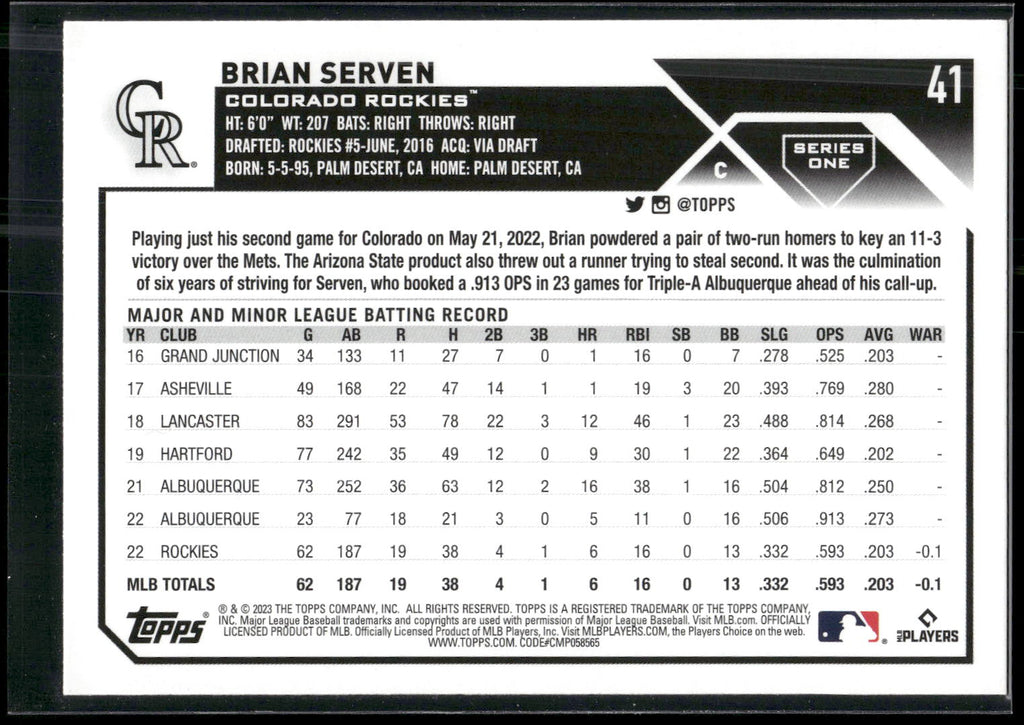 2023 Topps #41 Brian Serven