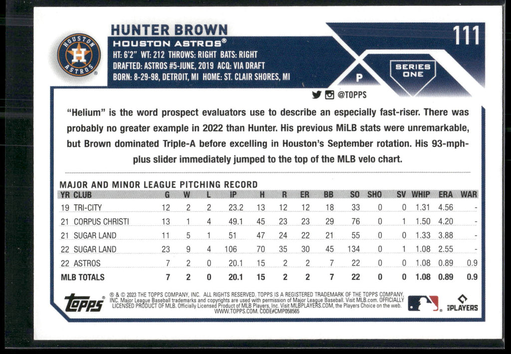 2023 Topps #111 Hunter Brown