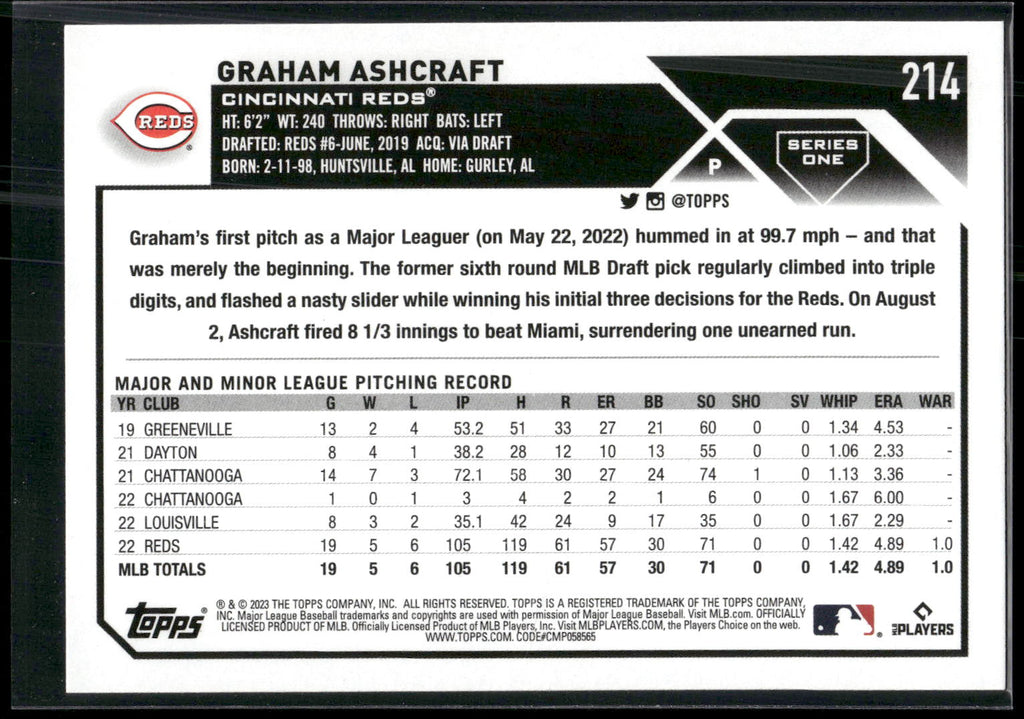 2023 Topps #214 Graham Ashcraft