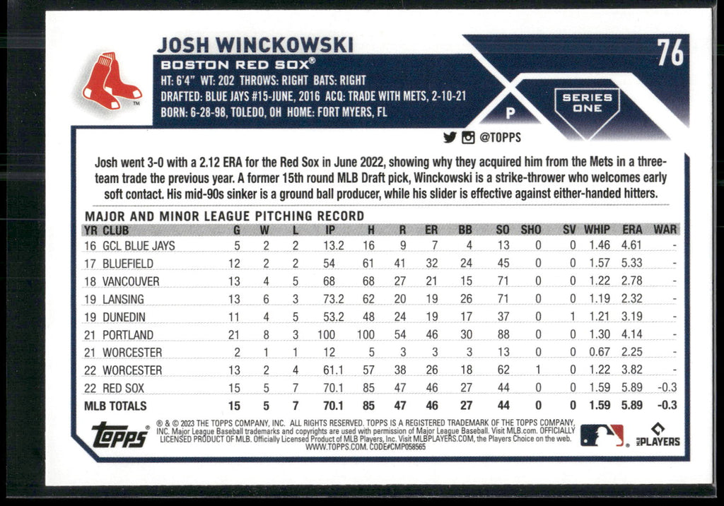 2023 Topps #76 Josh Winckowski