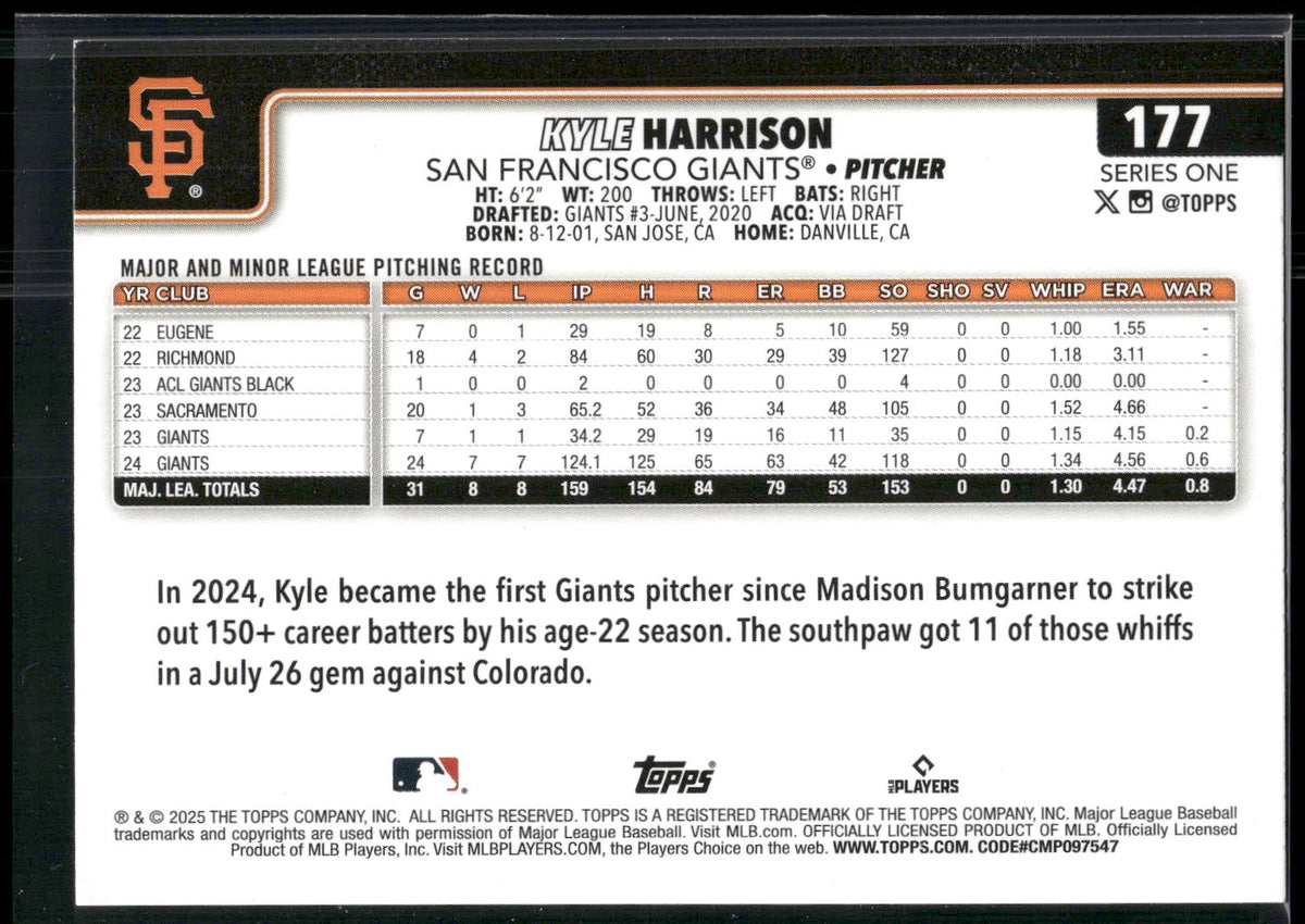 2025 Topps #177 Kyle Harrison