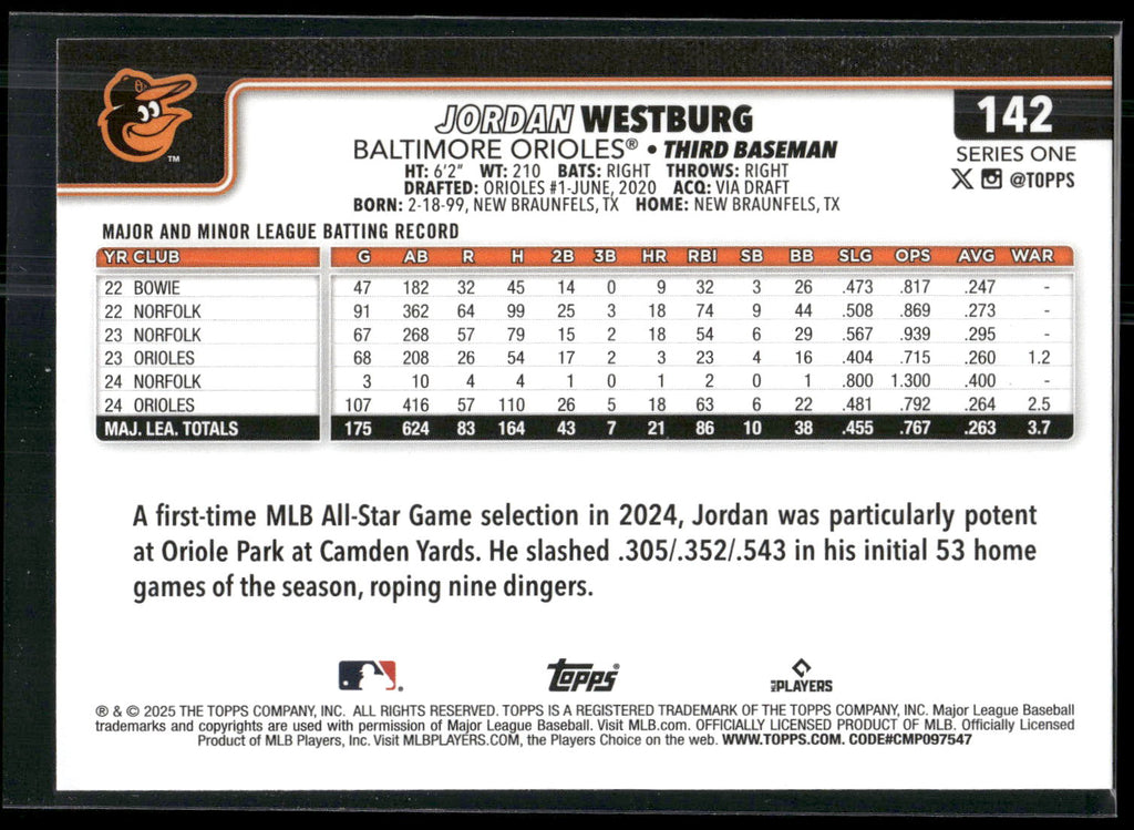 2025 Topps #142 Jordan Westburg