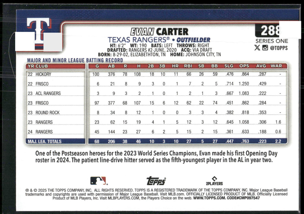 2025 Topps #288 Evan Carter