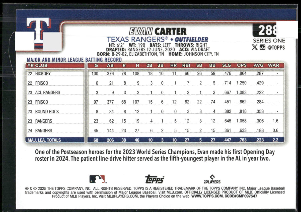 2025 Topps #288 Evan Carter