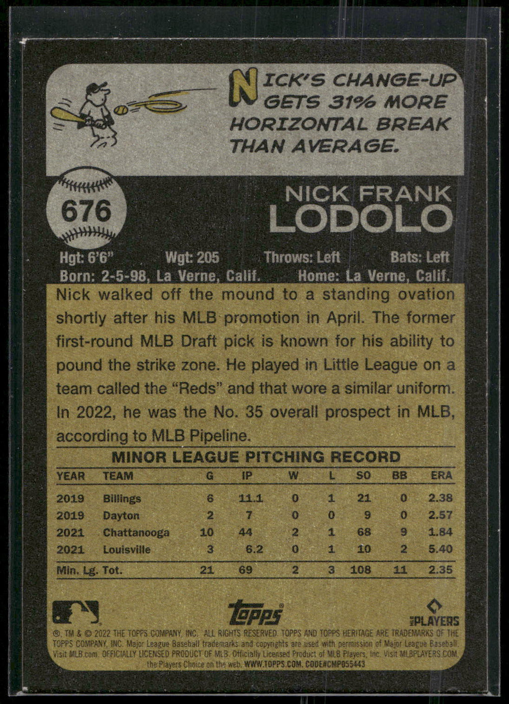 2022 Topps Heritage #676 Nick Lodolo
