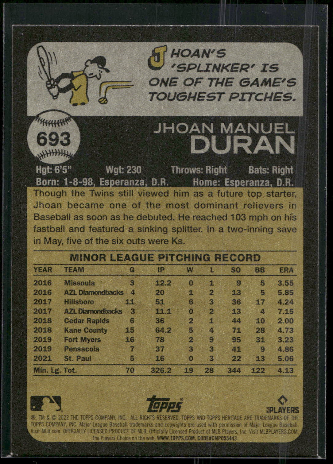 2022 Topps Heritage #693 Jhoan Duran