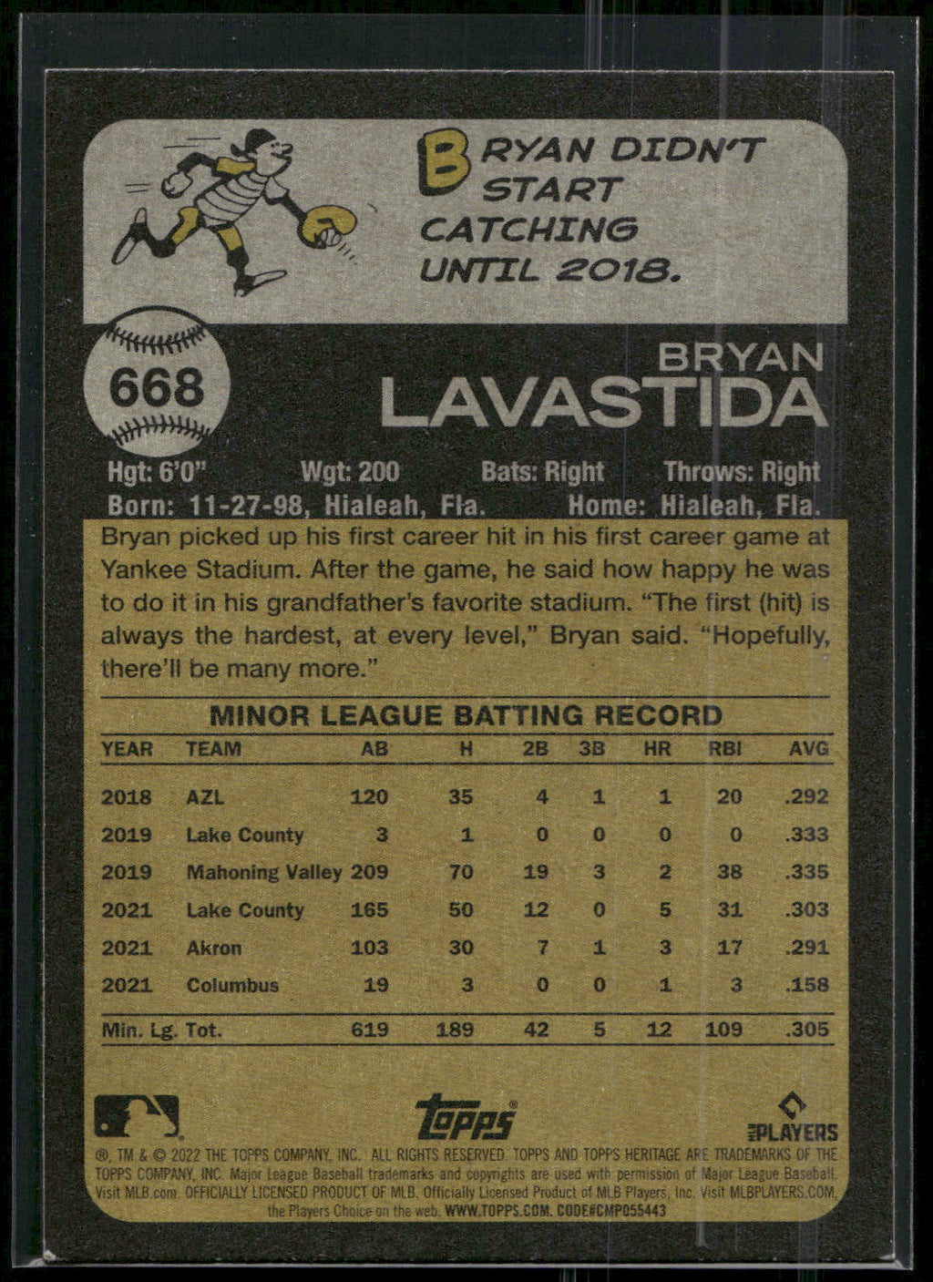 2022 Topps Heritage #668 Bryan Lavastida