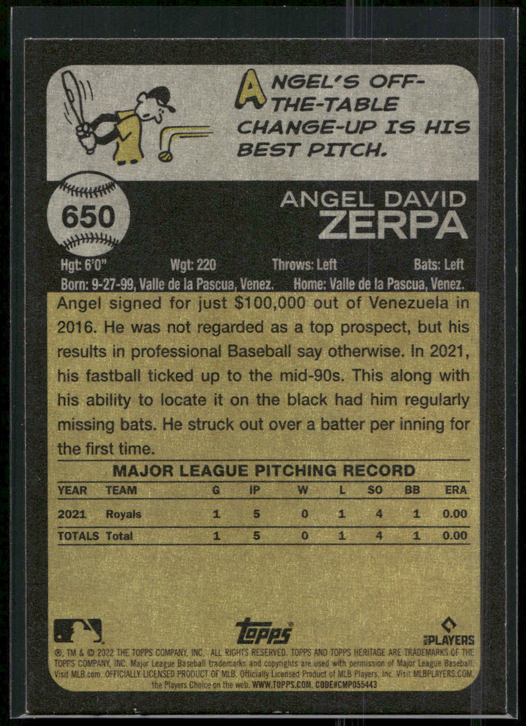 2022 Topps Heritage #650 Angel Zerpa