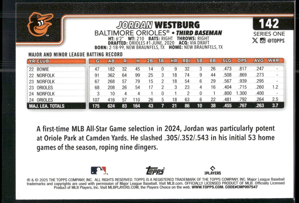 2025 Topps #142 Jordan Westburg