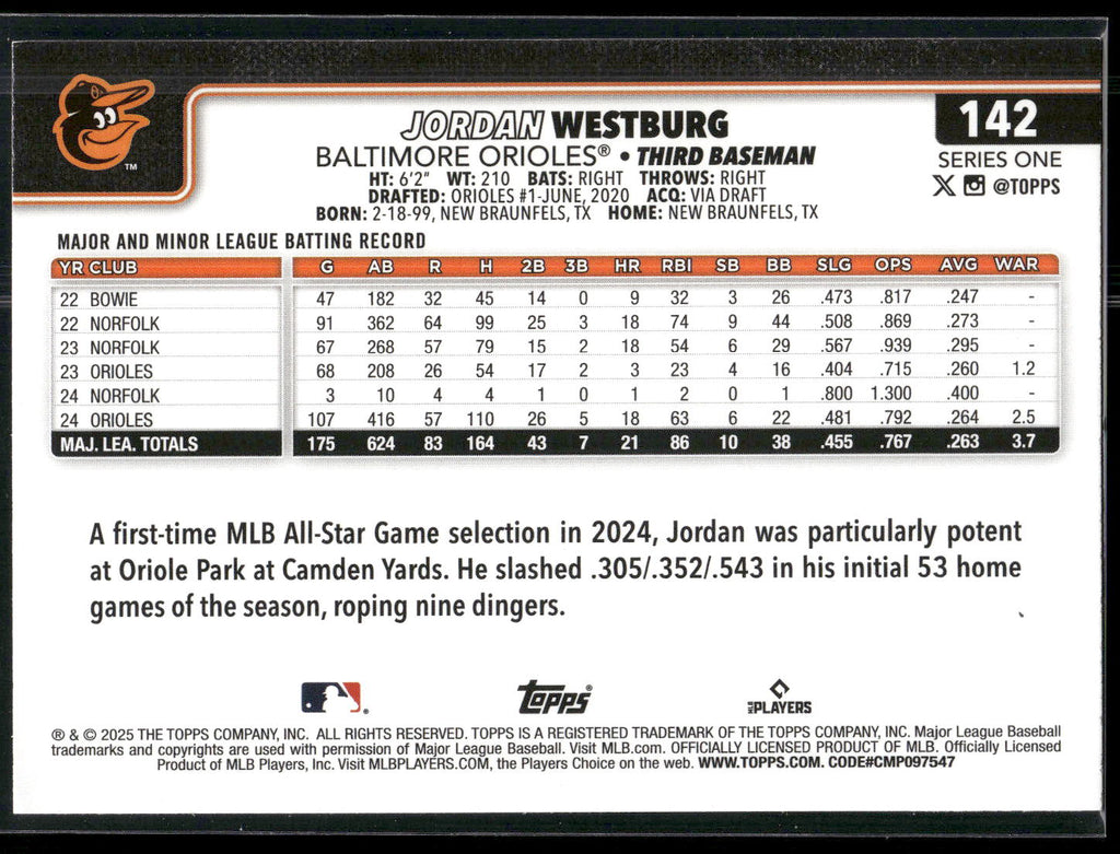2025 Topps #142 Jordan Westburg