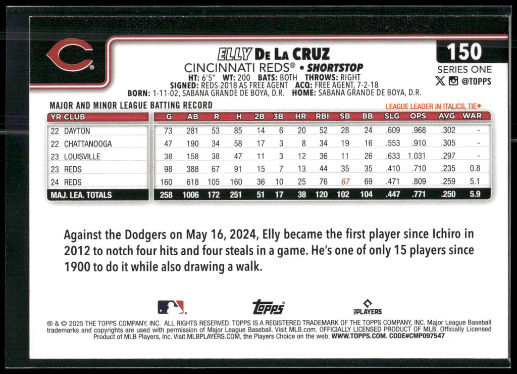 2025 Topps #150 Elly De La Cruz