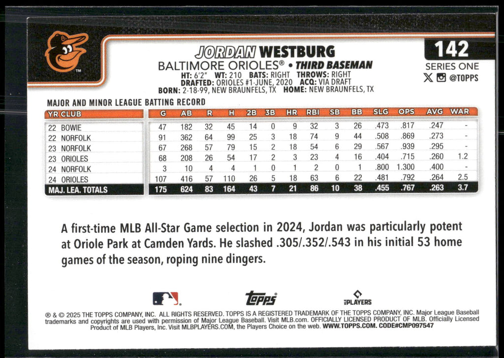 2025 Topps #142 Jordan Westburg