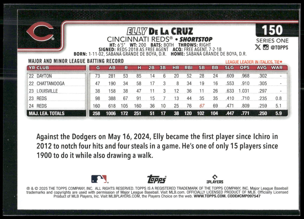 2025 Topps #150 Elly De La Cruz