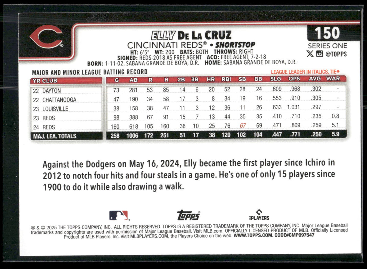 2025 Topps #150 Elly De La Cruz