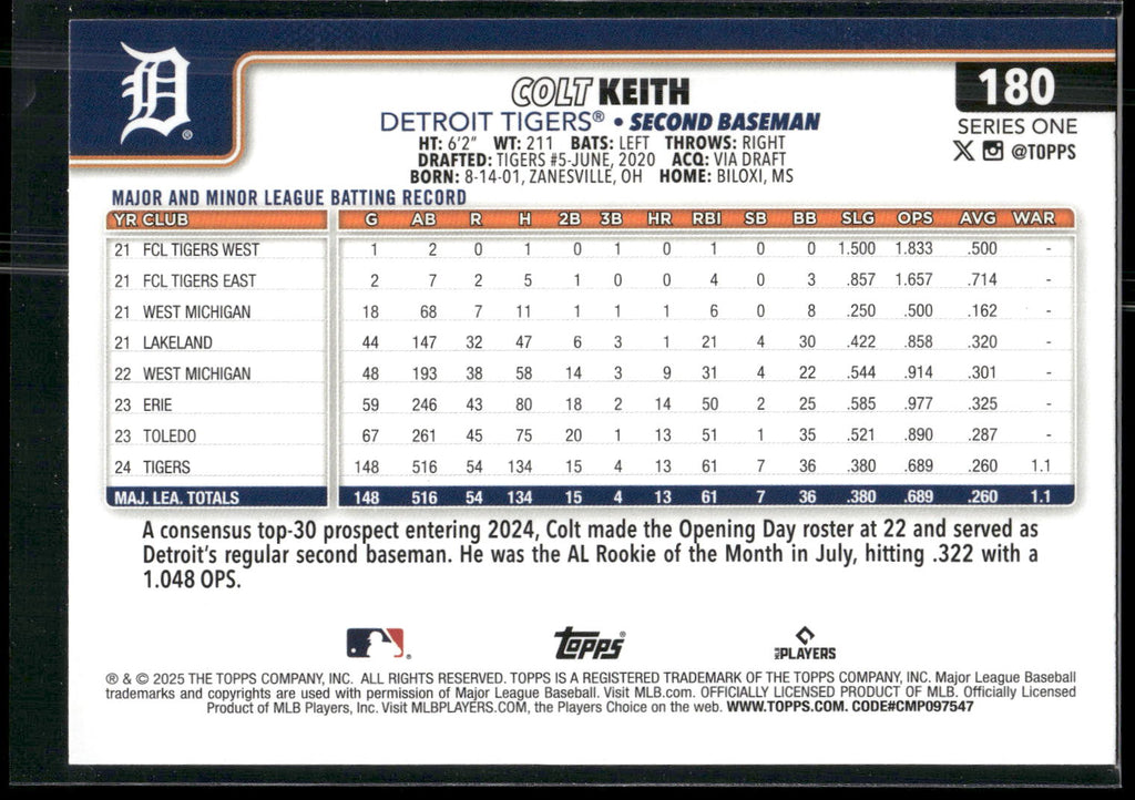 2025 Topps #180 Colt Keith