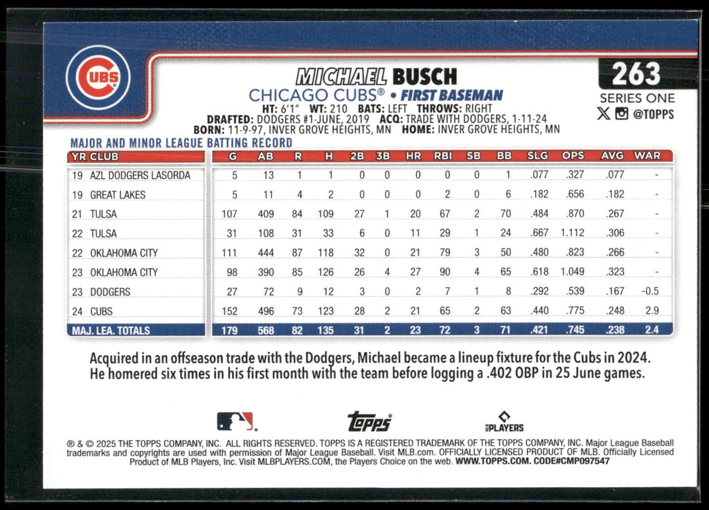 2025 Topps #263 Michael Busch