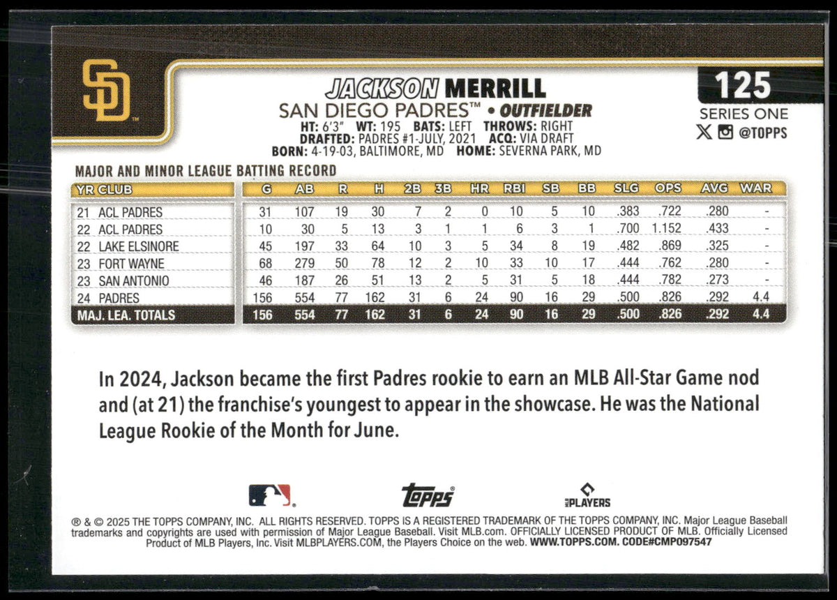 2025 Topps #125 Jackson Merrill