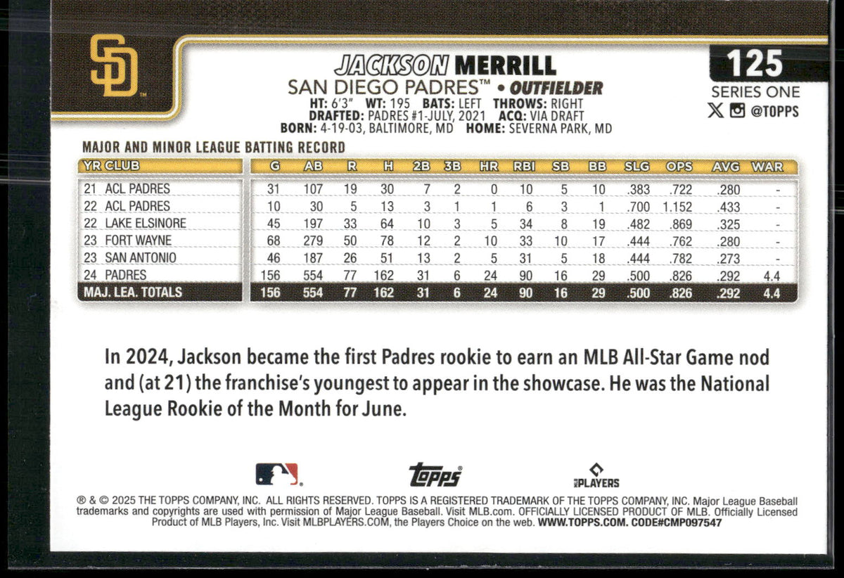 2025 Topps #125 Jackson Merrill