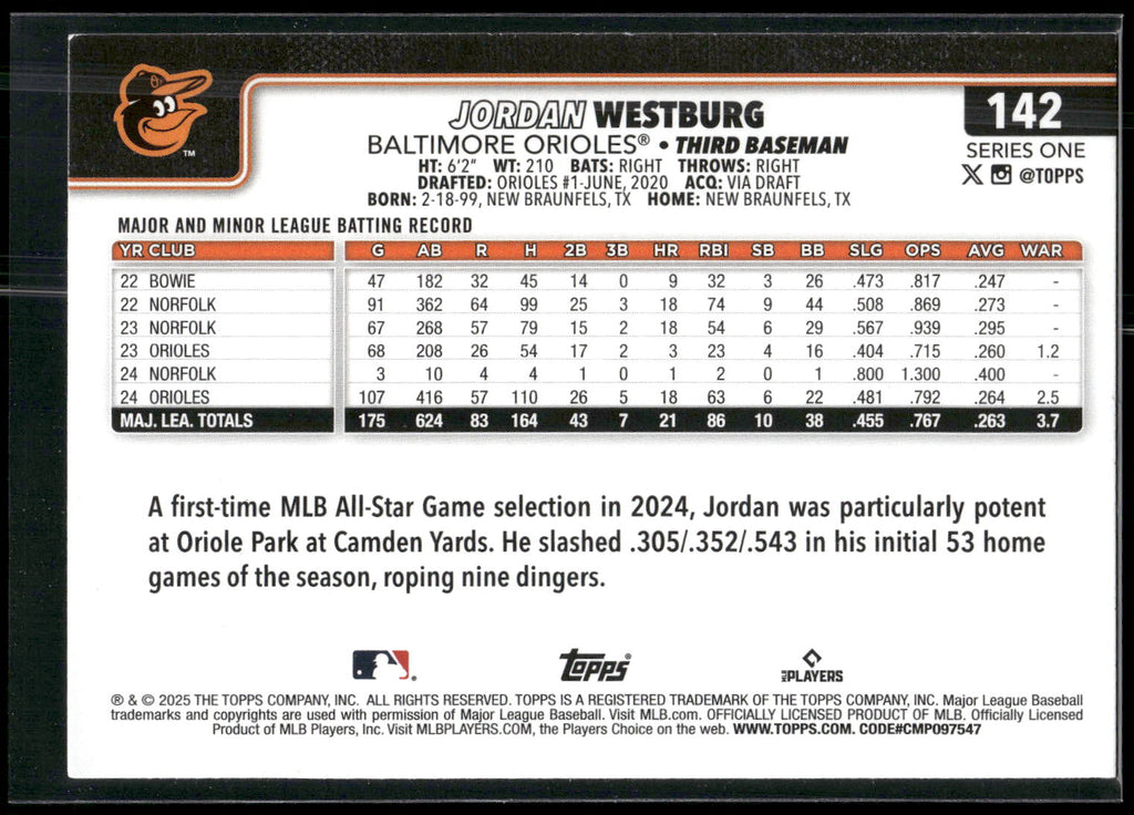 2025 Topps #142 Jordan Westburg