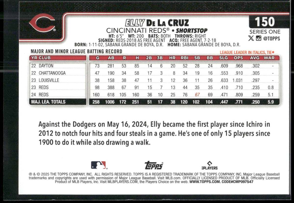 2025 Topps #150 Elly De La Cruz