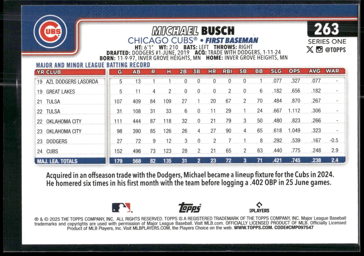 2025 Topps #263 Michael Busch