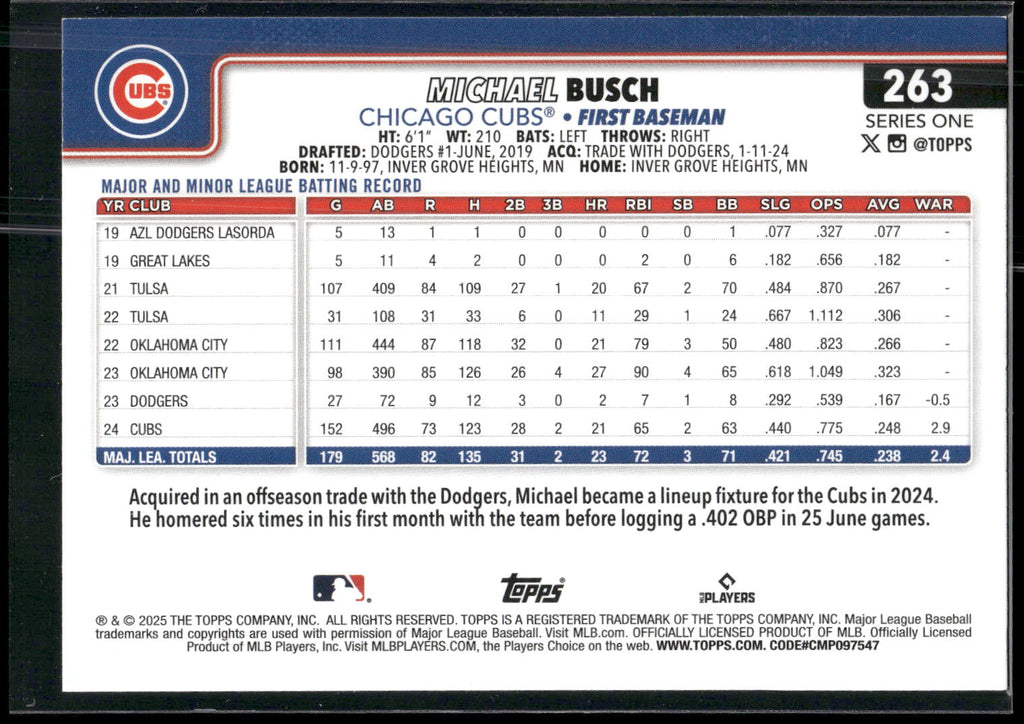 2025 Topps #263 Michael Busch