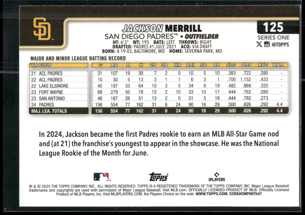 2025 Topps #125 Jackson Merrill