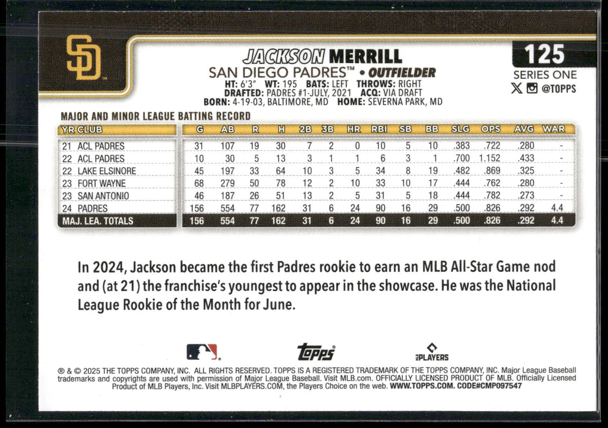 2025 Topps #125 Jackson Merrill