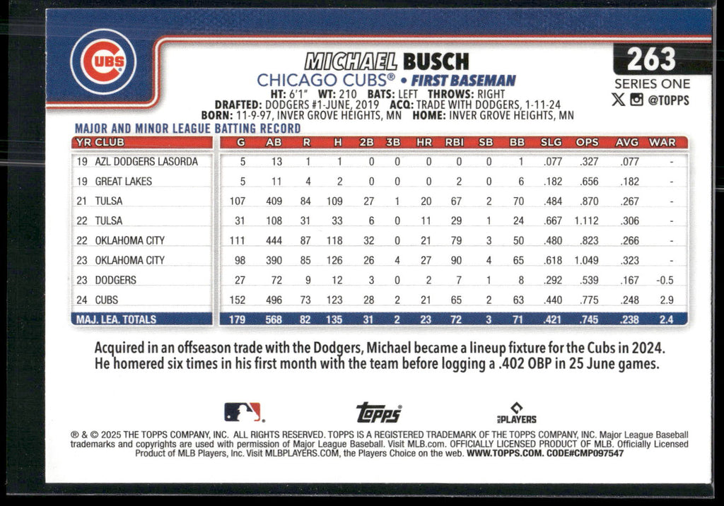 2025 Topps #263 Michael Busch