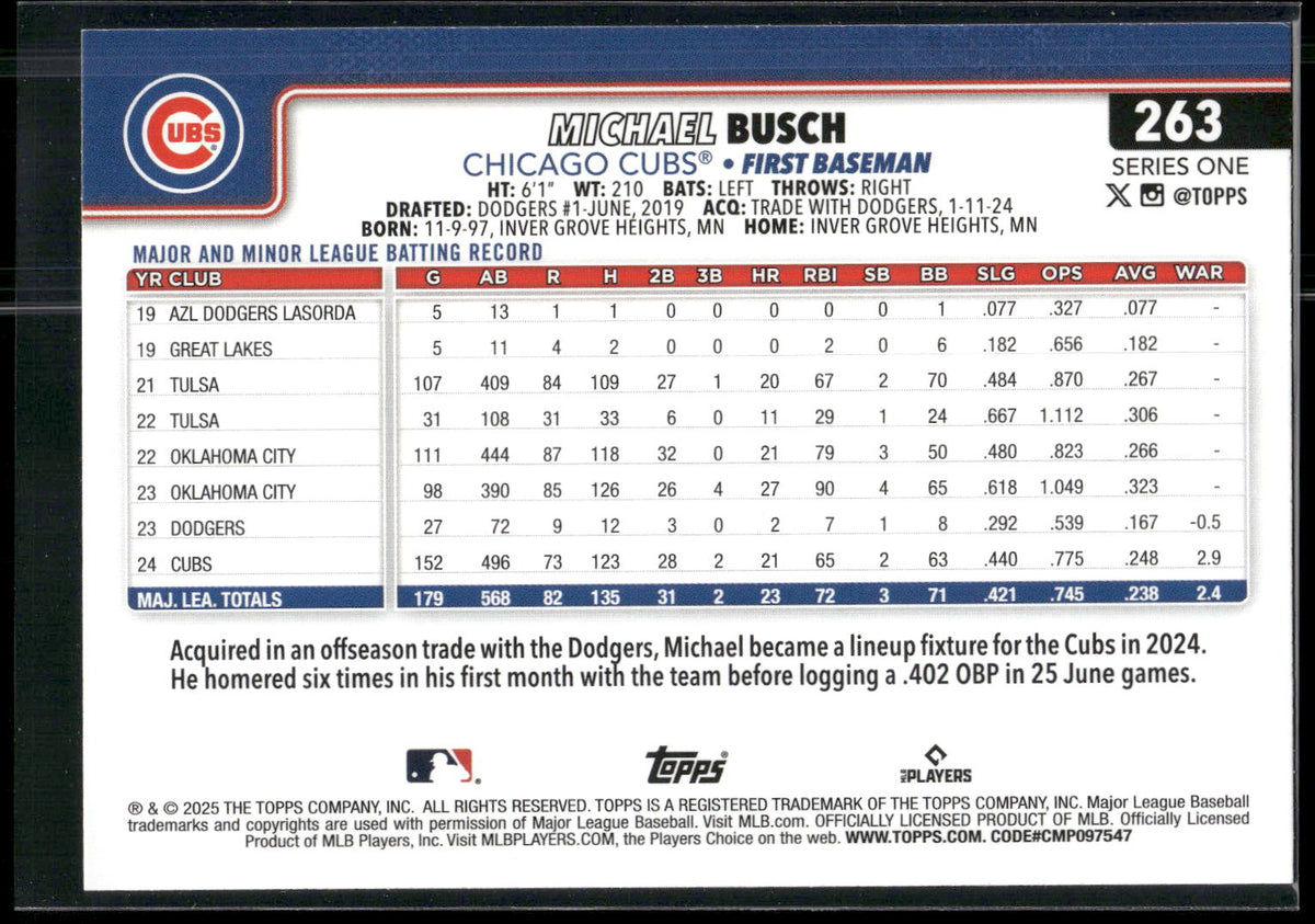 2025 Topps #263 Michael Busch