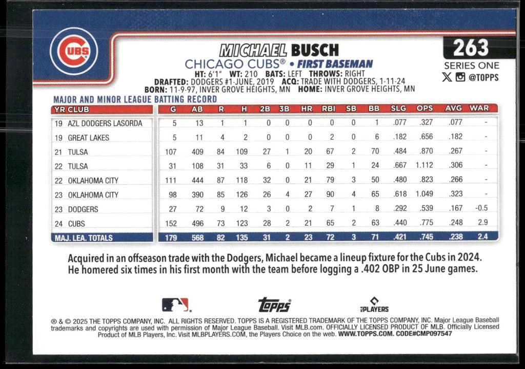 2025 Topps #263 Michael Busch