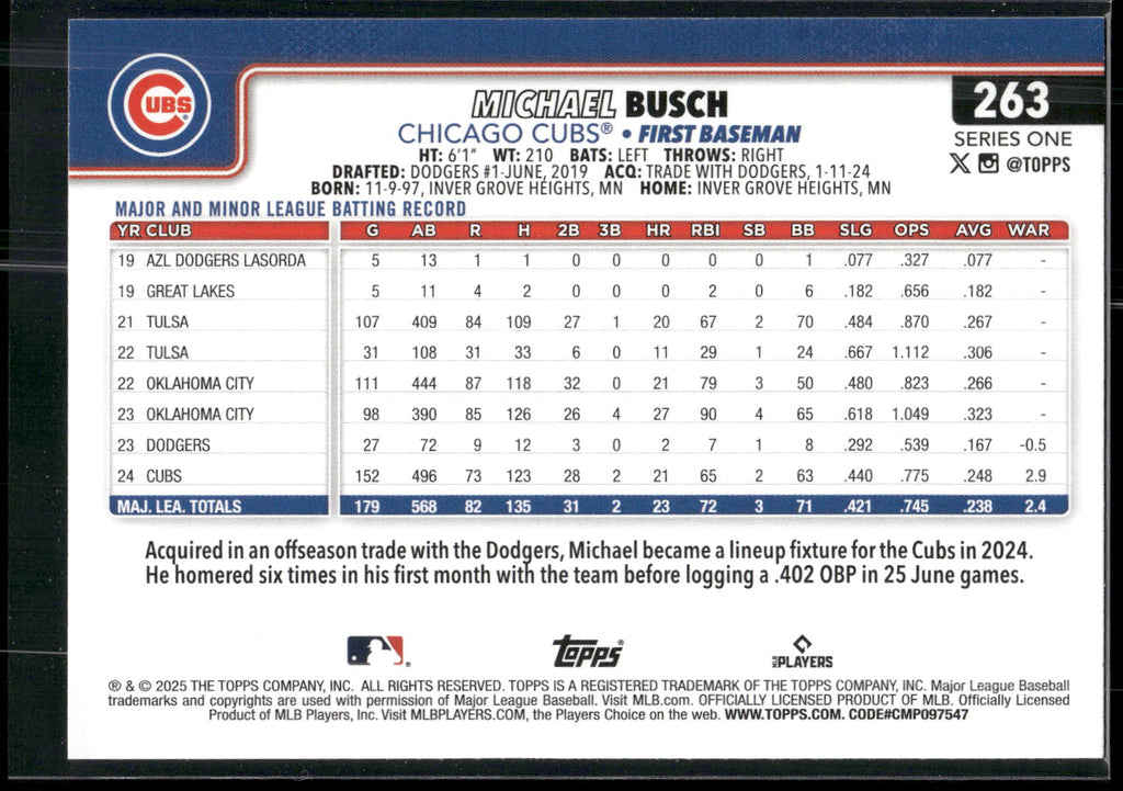2025 Topps #263 Michael Busch