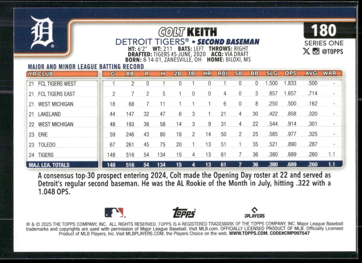 2025 Topps #180 Colt Keith