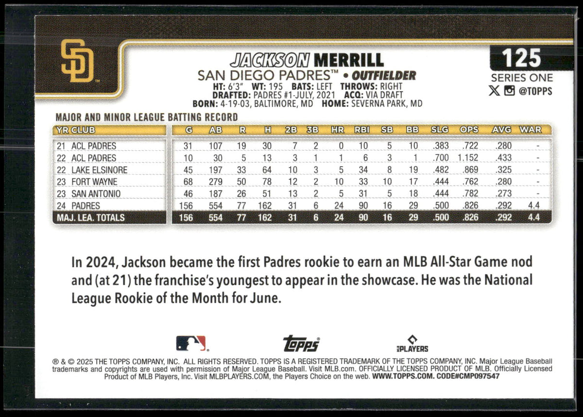 2025 Topps #125 Jackson Merrill