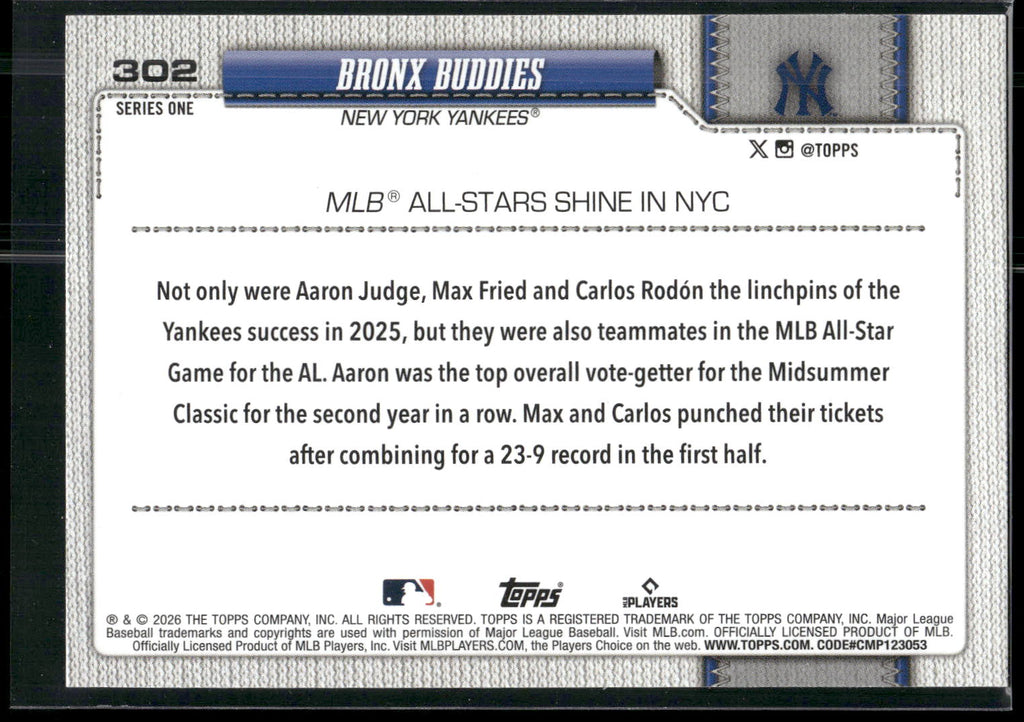 2026 Topps #302 Bronx Buddies