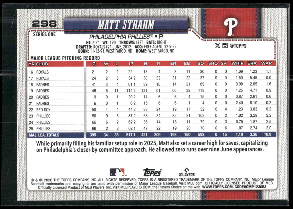 2026 Topps #298 Matt Strahm