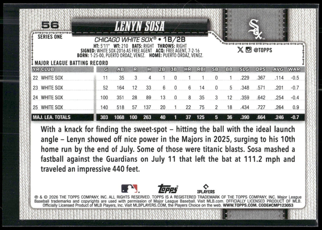 2026 Topps #56 Lenyn Sosa