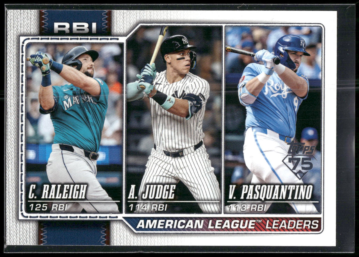 2026 Topps #211 League Leaders Cal Raleigh / Aaron Judge / Vinnie Pasquantino