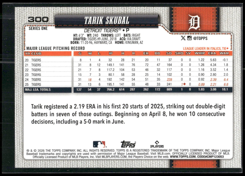 2026 Topps #300 Tarik Skubal