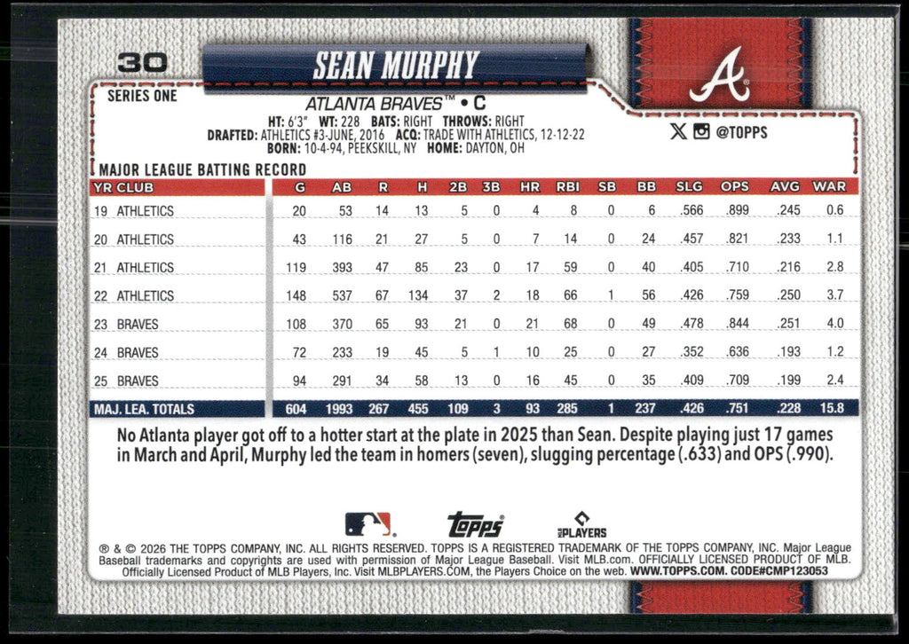 2026 Topps #30 Sean Murphy