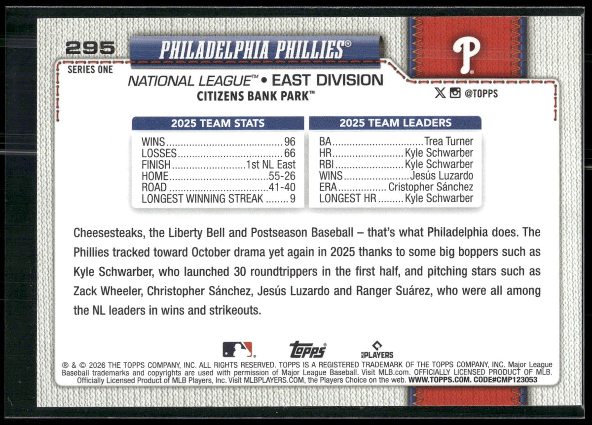 2026 Topps #295 Philadelphia Phillies