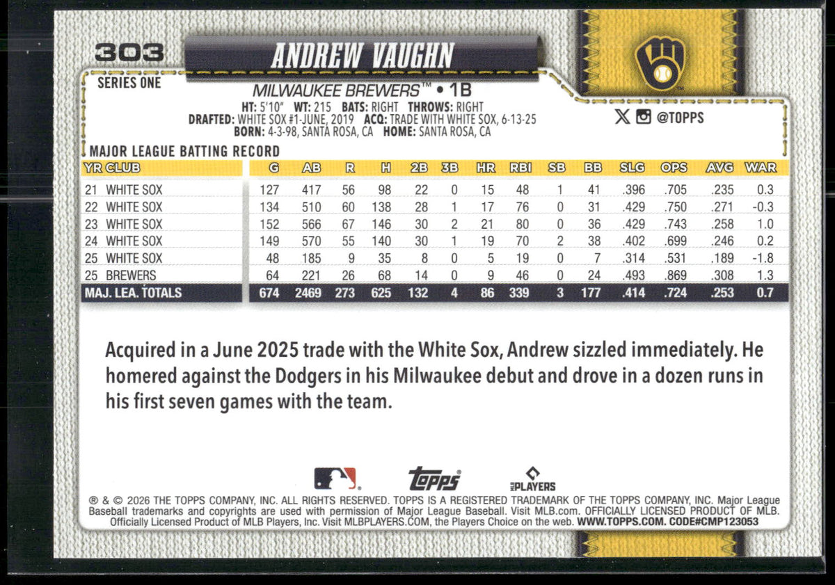 2026 Topps #303 Andrew Vaughn