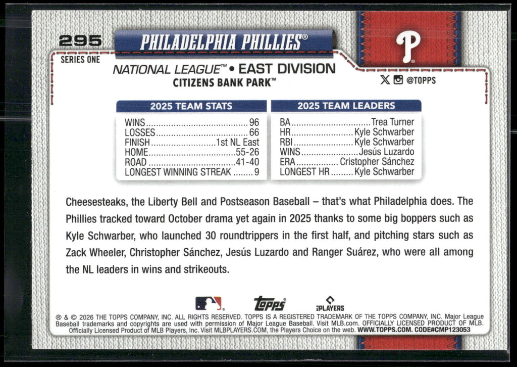 2026 Topps #295 Philadelphia Phillies