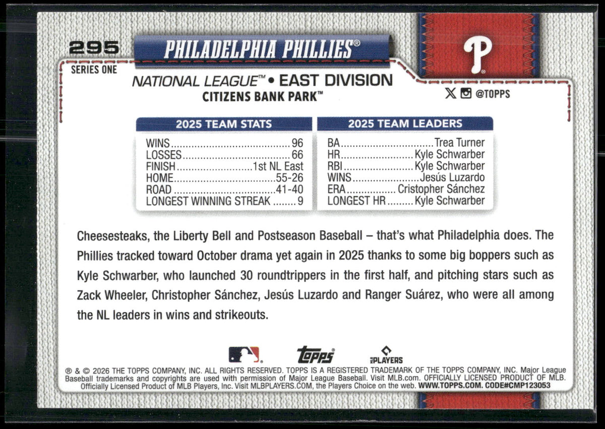 2026 Topps #295 Philadelphia Phillies