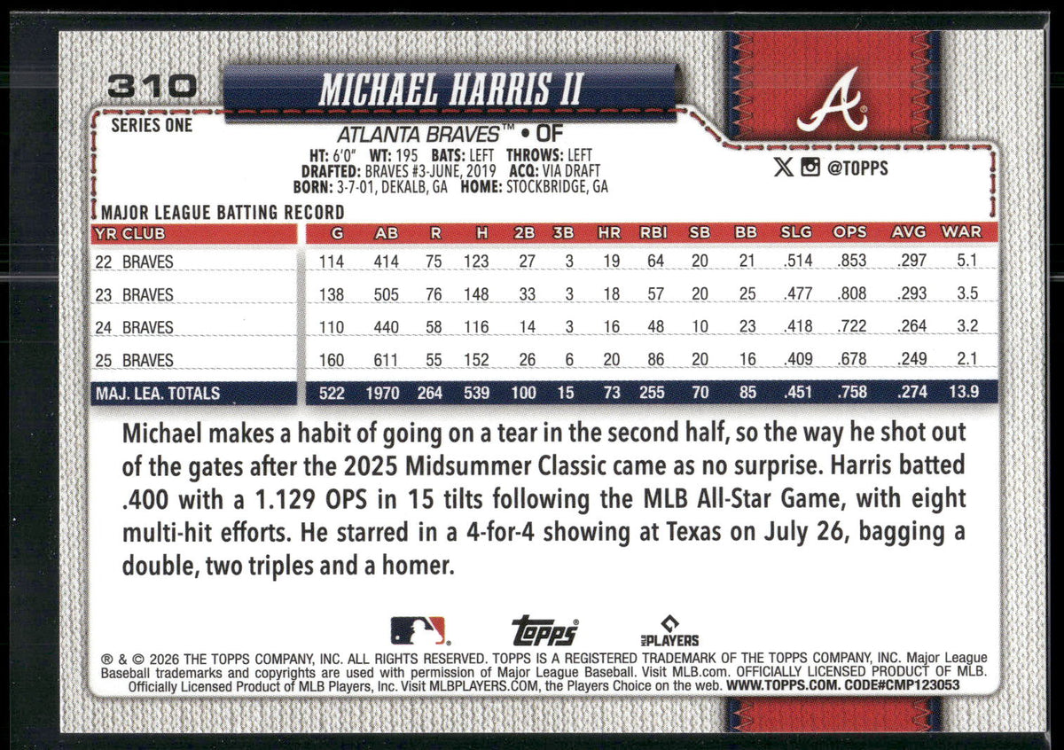 2026 Topps #310 Michael Harris II